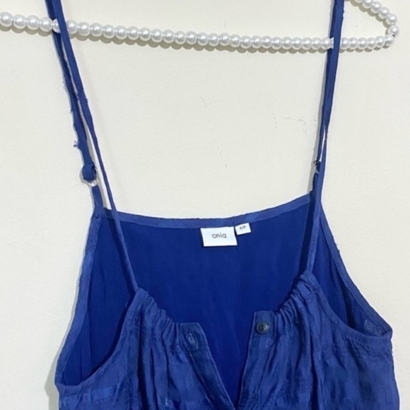 Onia Flora Plaid Blue Button Front Gauze Swim Cover Up Dress SIZE SMALL - Picture 3 of 8